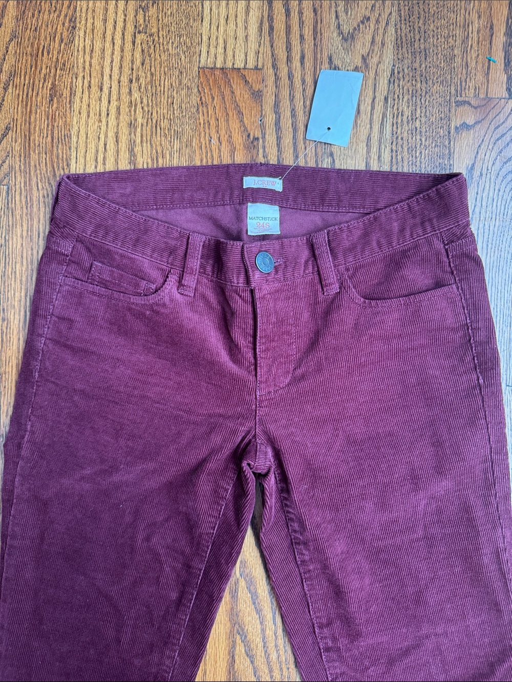 NWT J.Crew Matchstick Corduroy Pants 24S Burgundy Wine Skinny Stretch Cords - Picture 5 of 6